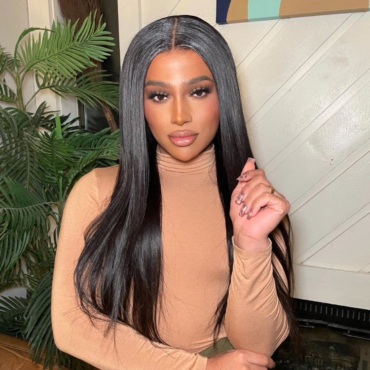 Worth |Effortless Straight 4x4 Closure Lace Glueless Mid Part Long Wig