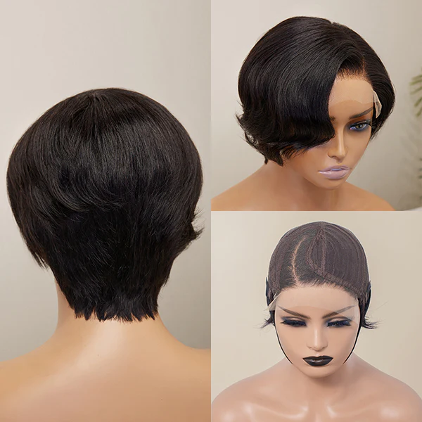 Mature Boss Style Affordable Pre-styled Pixie Cut Glueless HD Lace Wig-03