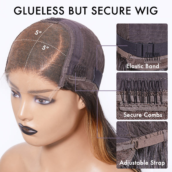 Today's Limited Flash Sale |  Blonde Highlight Big Loose Wave 5x5 Closure HD Lace Glueless Mid Part Wig-05