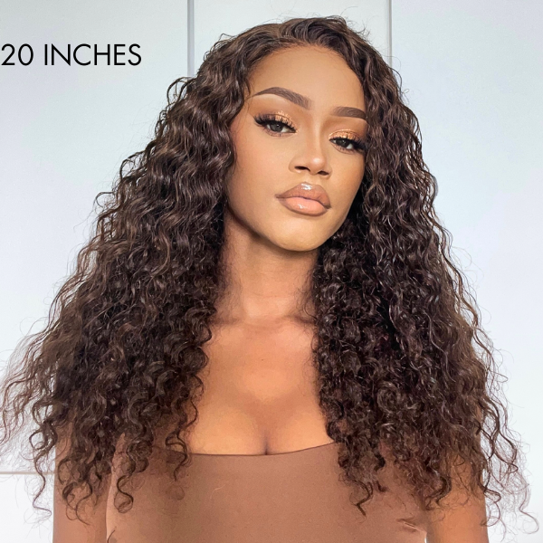 Outlet | Brown Water Wave 5x5 Closure Lace Glueless Side Part 100% Human Hair-01