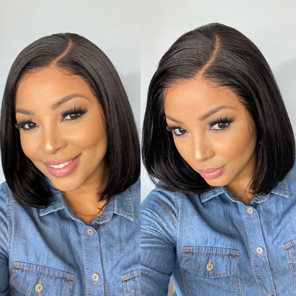 Worth | Super Natural C Part Natural Black Glueless Lace Bob Wig 100% Human Hair-01