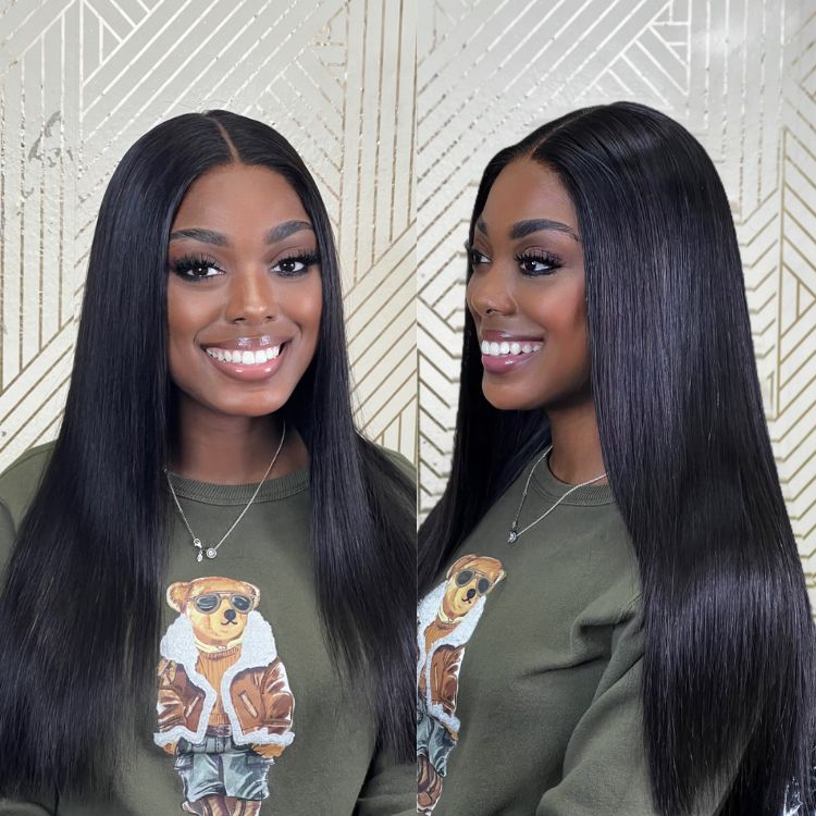 Silky Straight 13x4 Lace Frontal with 3 Bundles 100% Human Hair