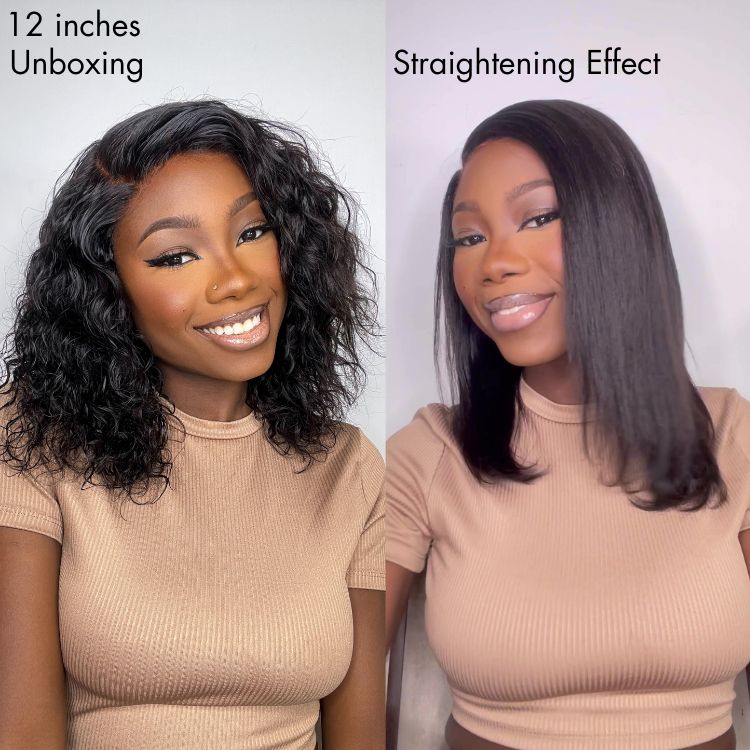 Worth | Wet and Wavy | Water Wave 4x4 Closure Lace Glueless Side Part Short Wig 100% Human Hair