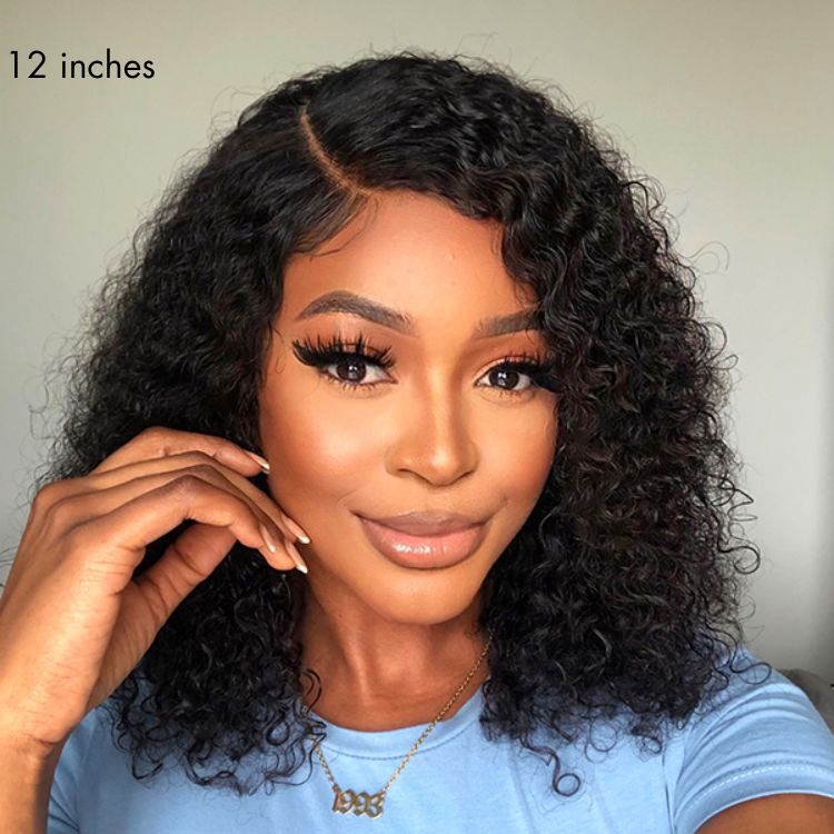 Worth | Wet and Wavy | Water Wave 4x4 Closure Lace Glueless Side Part Short Wig 100% Human Hair