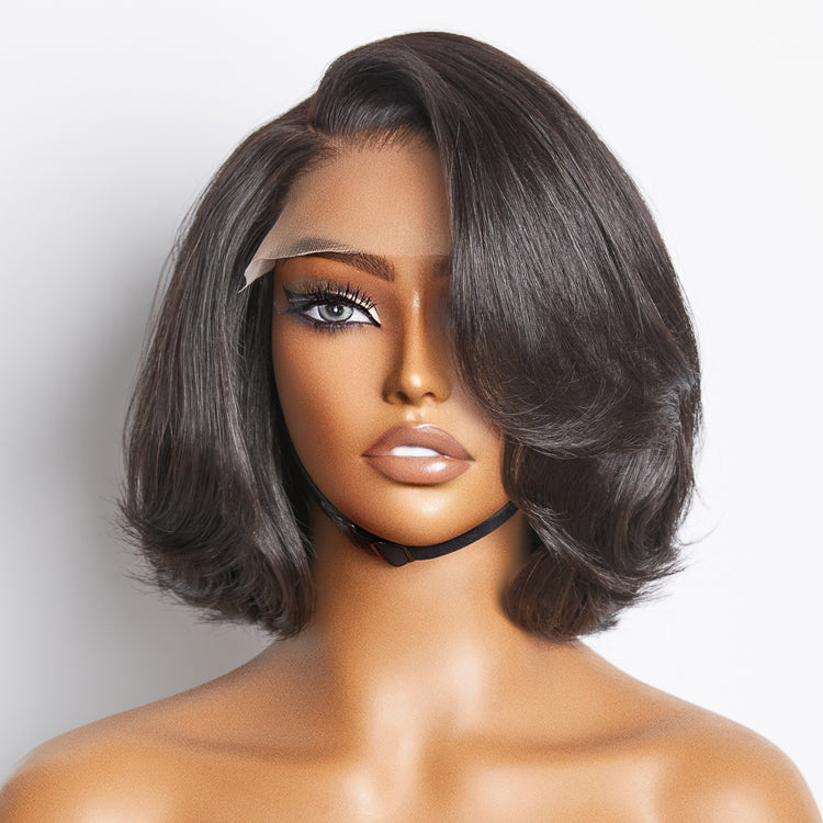 Worth | Toffee Brown Mix Blonde / Natural Black Layered Cut Glueless 5x5 Closure Lace Bob Wig-05