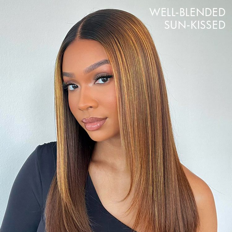 Worth |Layered Cut Brown Mix Blonde Glueless 5x5 Closure Lace Wig