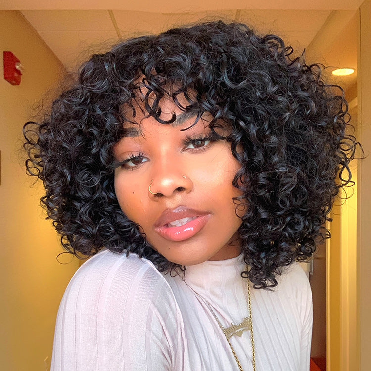 Worth | Throw On & Go Shaggy Style Funmi Curly Glueless Minimalist Lace Wig with Bangs-01