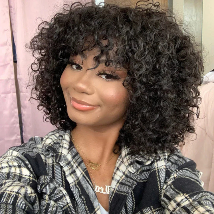 Worth | Throw On & Go Shaggy Style Funmi Curly Glueless Minimalist Lace Wig with Bangs-06
