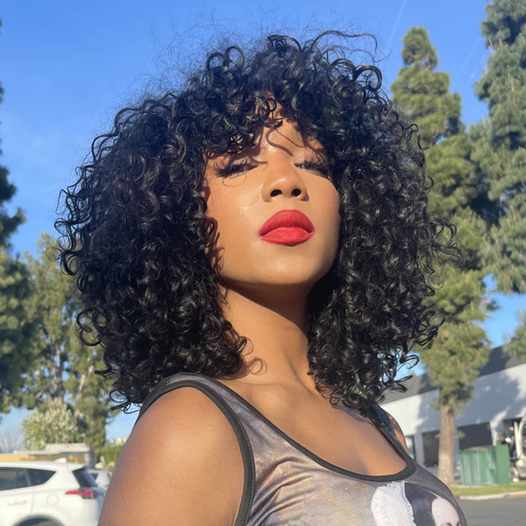 Worth | Throw On & Go Shaggy Style Funmi Curly Glueless Minimalist Lace Wig with Bangs-07