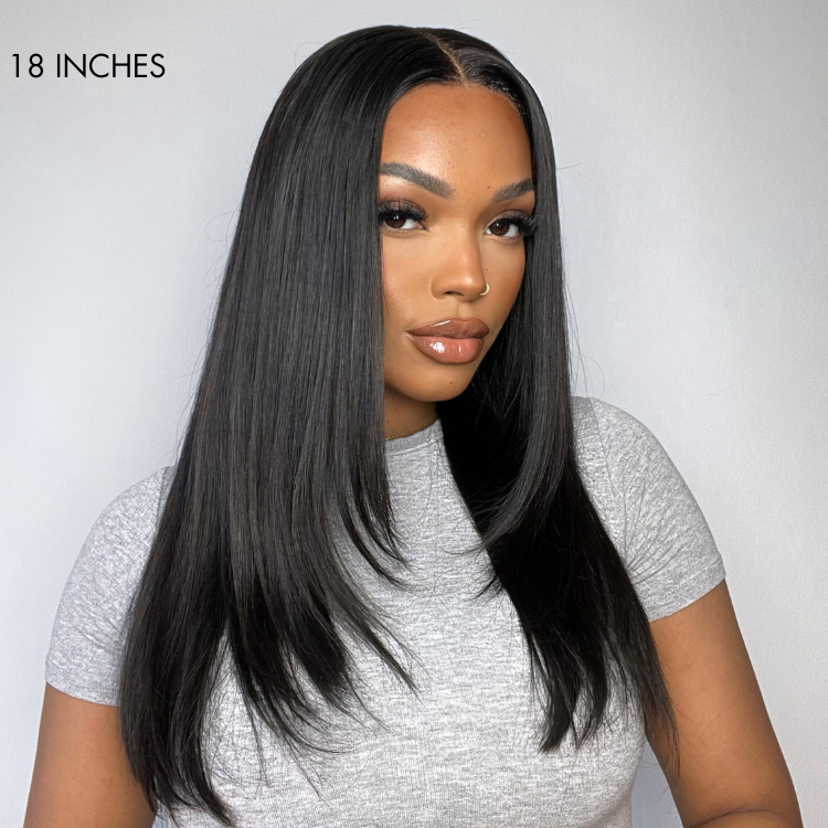 Worth I Layered Cut Soft Silky Straight Ear-to-ear Mid Part Glueless 13x4 Frontal Lace Wig-02