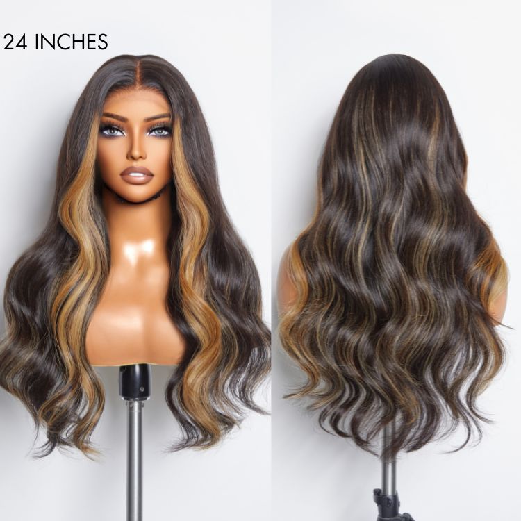 Today's Limited Flash Sale |  Blonde Highlight Big Loose Wave 5x5 Closure HD Lace Glueless Mid Part Wig-03