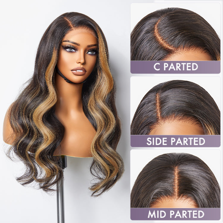 Today's Limited Flash Sale |  Blonde Highlight Big Loose Wave 5x5 Closure HD Lace Glueless Mid Part Wig-04