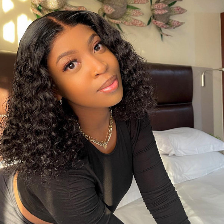 Worth |Nature Black 13x4 Frontal Lace Curly Glueless Wig 100% Human Hair-01