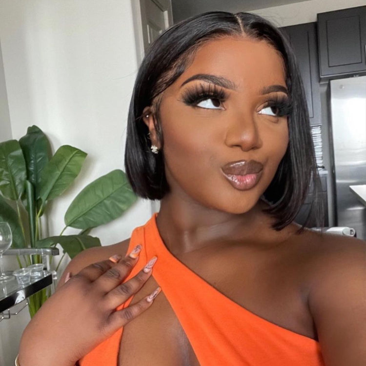 PreMax Wigs |Super Double Drawn Natural Black Glueless Bob 8 inches Wig | PrePlucked+KnotsBleached-01