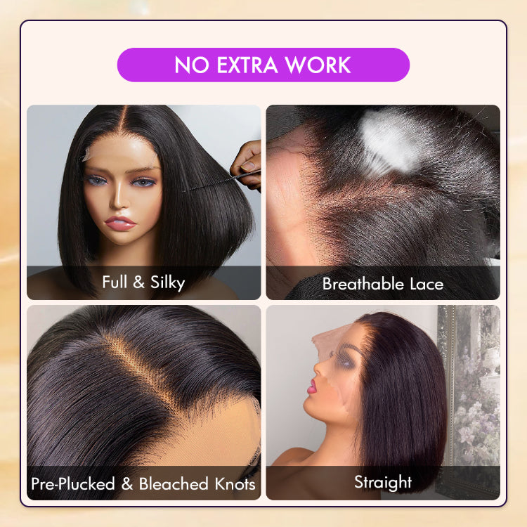Flash Sale | ReadytoGo Glueless 4x4 Closure Lace Natural Black Bob Wig-05