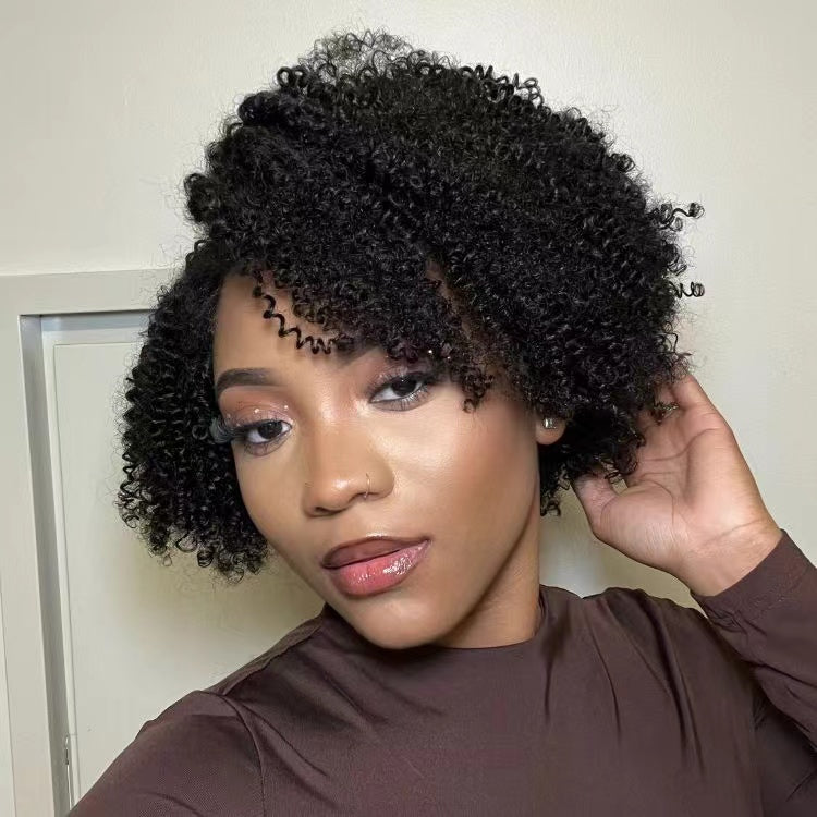 4C Edges | Kinky Edges Jerry Curly 5x5 Closure Lace Glueless Side Part Short Wig-01