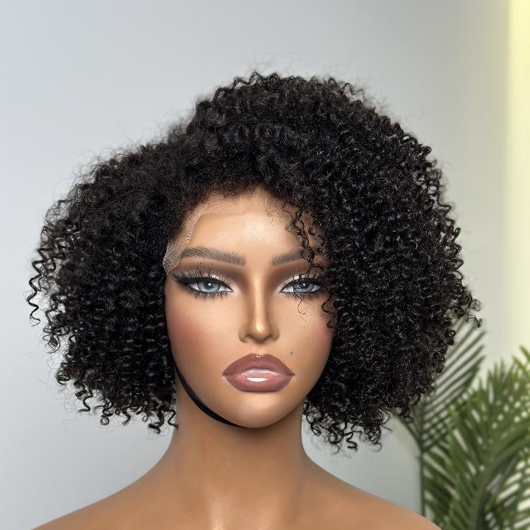 4C Edges | Kinky Edges Jerry Curly 5x5 Closure Lace Glueless Side Part Short Wig-07