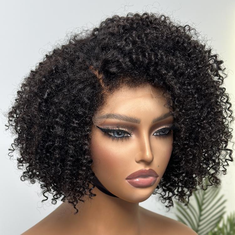 4C Edges | Kinky Edges Jerry Curly 5x5 Closure Lace Glueless Side Part Short Wig-08