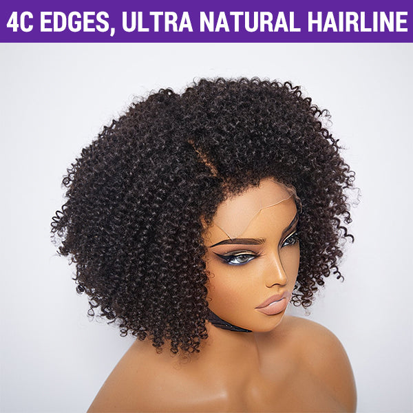 4C Edges | Kinky Edges Jerry Curly 5x5 Closure Lace Glueless Side Part Short Wig-03