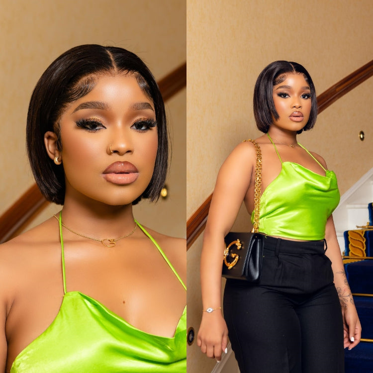 PreMax Wigs |Super Double Drawn Natural Black Glueless Bob 8 inches Wig | PrePlucked+KnotsBleached-05