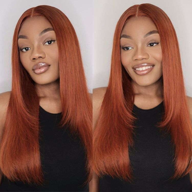 Outlet | Cinnamon Straight Layer Glueless 5x5 Closure Undetectable HD Lace Long Wig-01