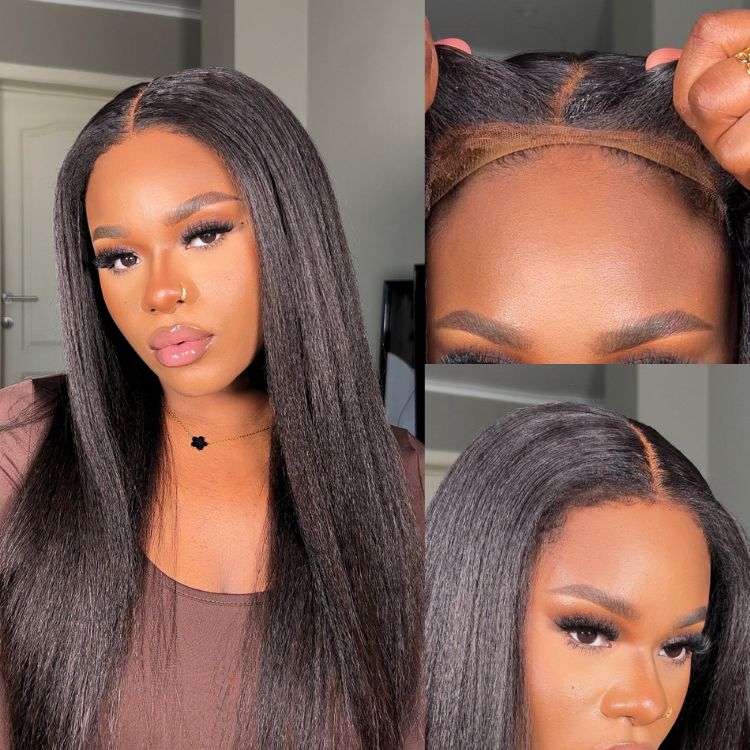 4C Edges | Kinky Edges Kinky Straight 5x5 Closure HD Lace Glueless Mid Part Long Wig-01