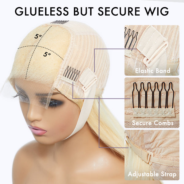 OUTLET | Blonde 613 Glueless 5x5 Closure HD Lace Bob Wig 100% Virgin Human Hair