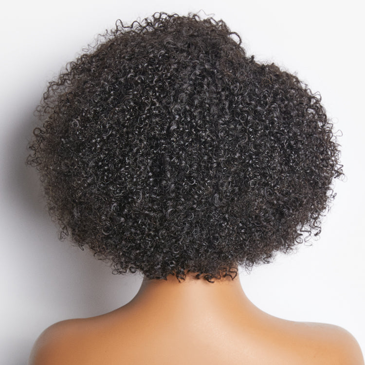 Outlet | 4C Edges | Kinky Edges Jerry Curly 5x5 Closure Lace Glueless Side Part Short Wig 100% Human Hair-07