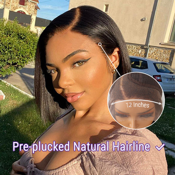 ReadytoGo Side Part  Super Natural Hairline Glueless Lace Bob Wig-07