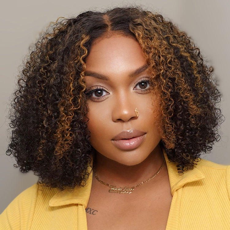 Worth | 4C Edges | Highlight Afro Curls Glueless 5x5 Closure Undetectable HD Lace Wig-09
