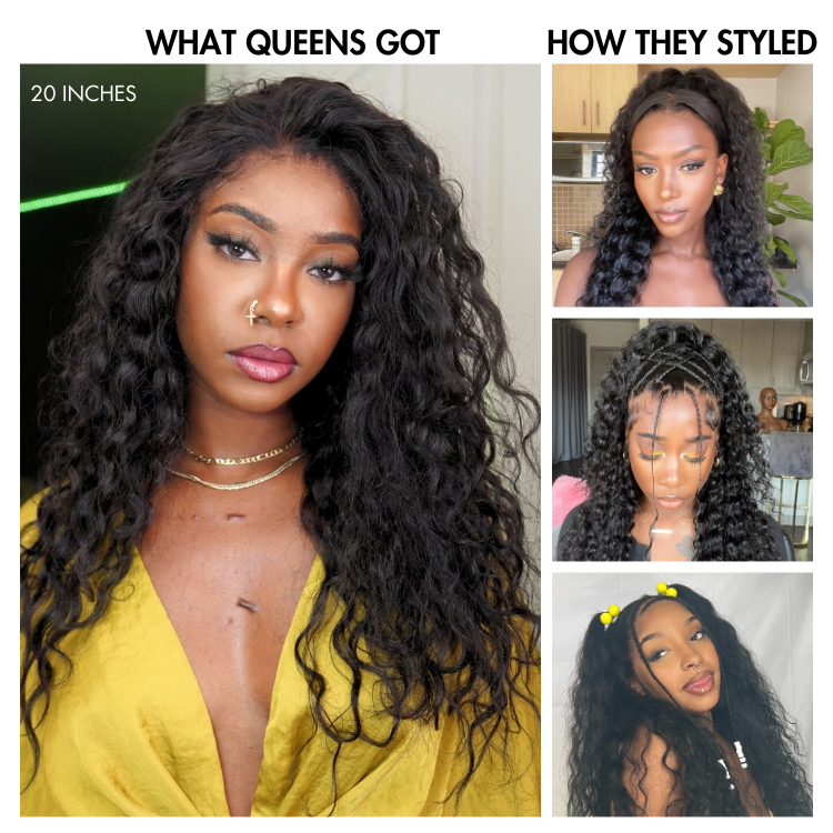 PreMax 180% / 250% Density | Water Wave 13x4 Glueless Frontal HD Lace Regular Cap & Regular Lace Drawstring Cap Free Part Long Curly Wig 100% Human Hair-09