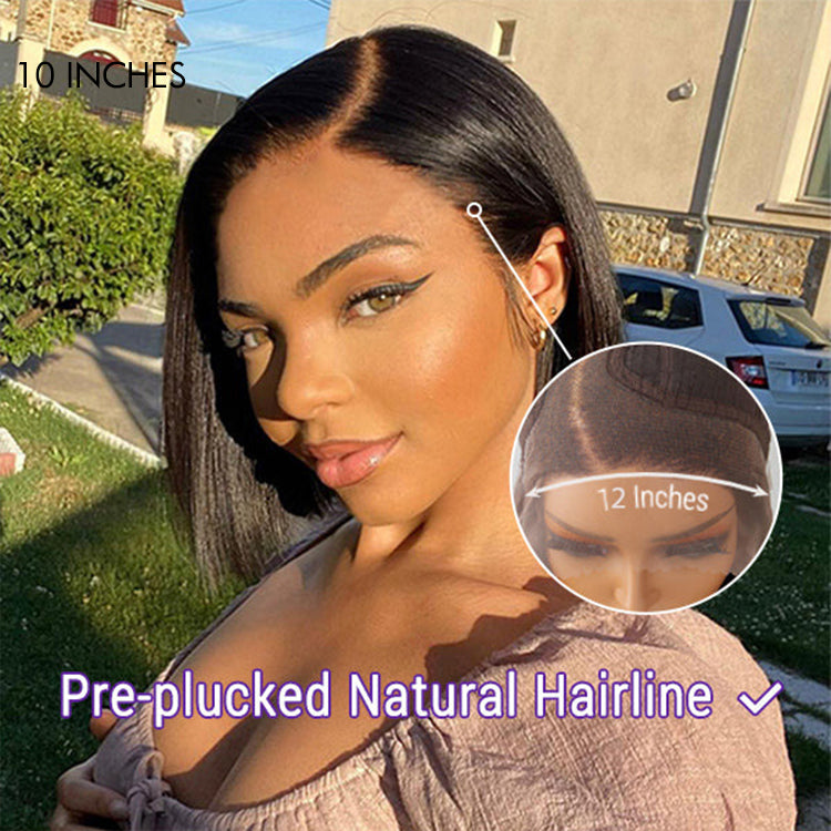 Super Natural C Part/M Part Natural Black / Blonde Highlight Glueless Lace Bob Wig Fits All Face Shapes