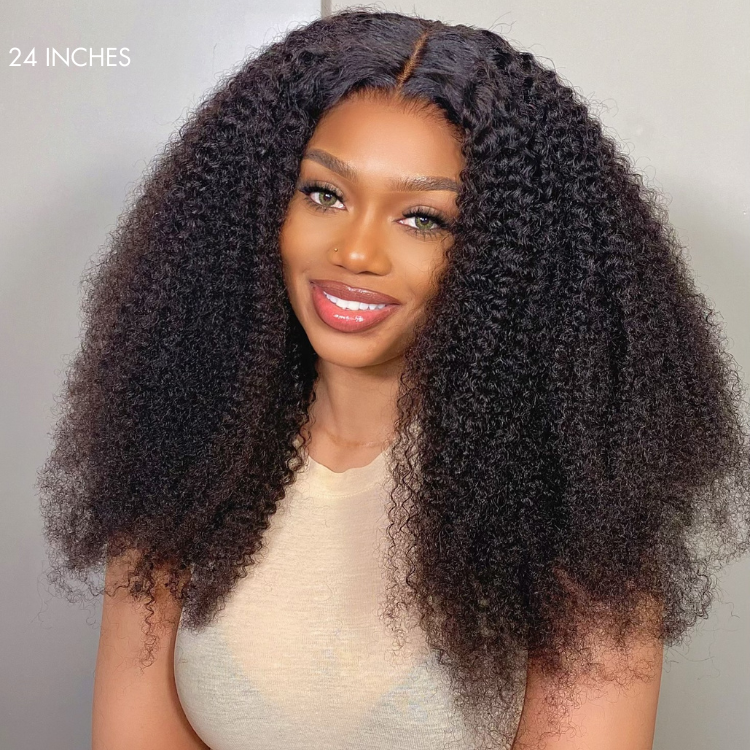 OUTLET |Afro Curly Glueless Undetectable Invisible 13x4 Lace Frontal Long Wig-01