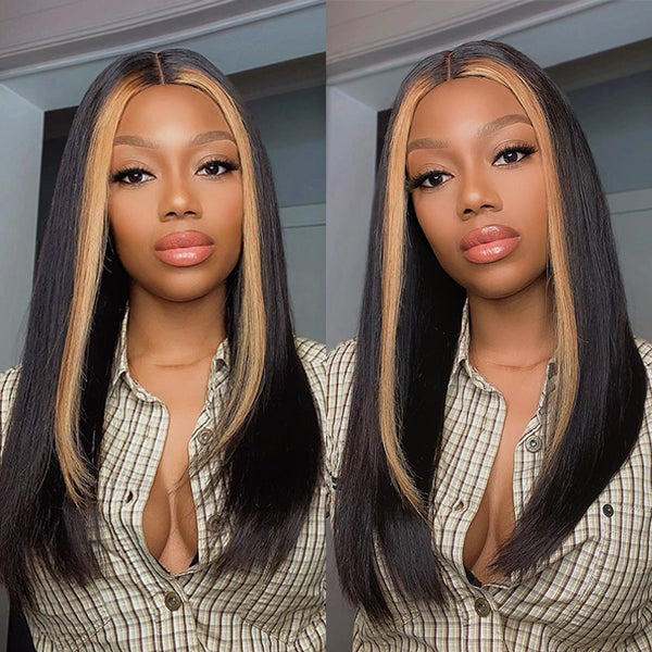 Worth |Mix Color Highlight Middle Part 2x6 Lace Closure Wig-01