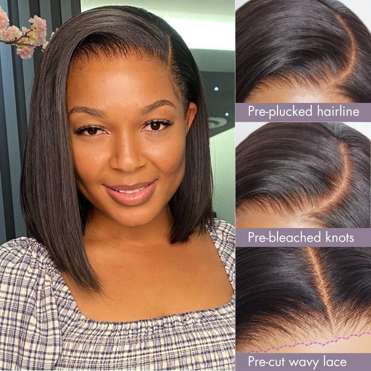 ReadytoGo Side Part  Super Natural Hairline Glueless Lace Bob Wig-06