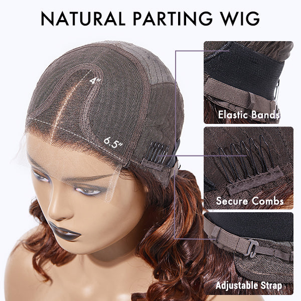 Elegant Brown Ombre Loose Wave Minimalist HD Lace Glueless Short Wig 100% Human Hair Pre-Cut Lace-12