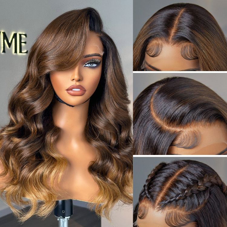 Luvme Hair PartingMax Glueless Wig Ombre Brown Loose Body Wave 7x6 Closure HD Lace Pre Plucked & Bleached Ready to Go-01