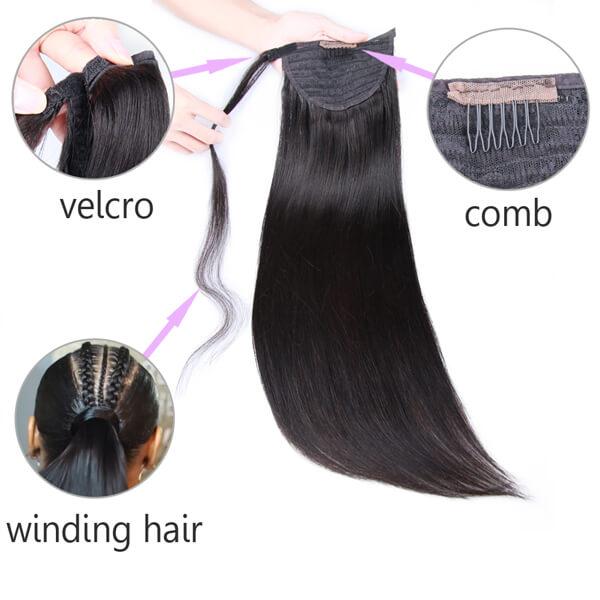 Straight Virgin Human Hair Sleek Ponytail Extension Easy to Wear | Upgraded 2.0-07