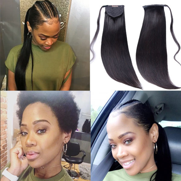 Straight Virgin Human Hair Sleek Ponytail Extension Easy to Wear | Upgraded 2.0