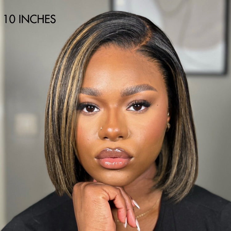 PreMax Wigs | Ombre Blonde Highlight Silky Straight Glueless Ear-to-ear Lace Bob Wig 100% Human Hair Pre-Cut Lace-05