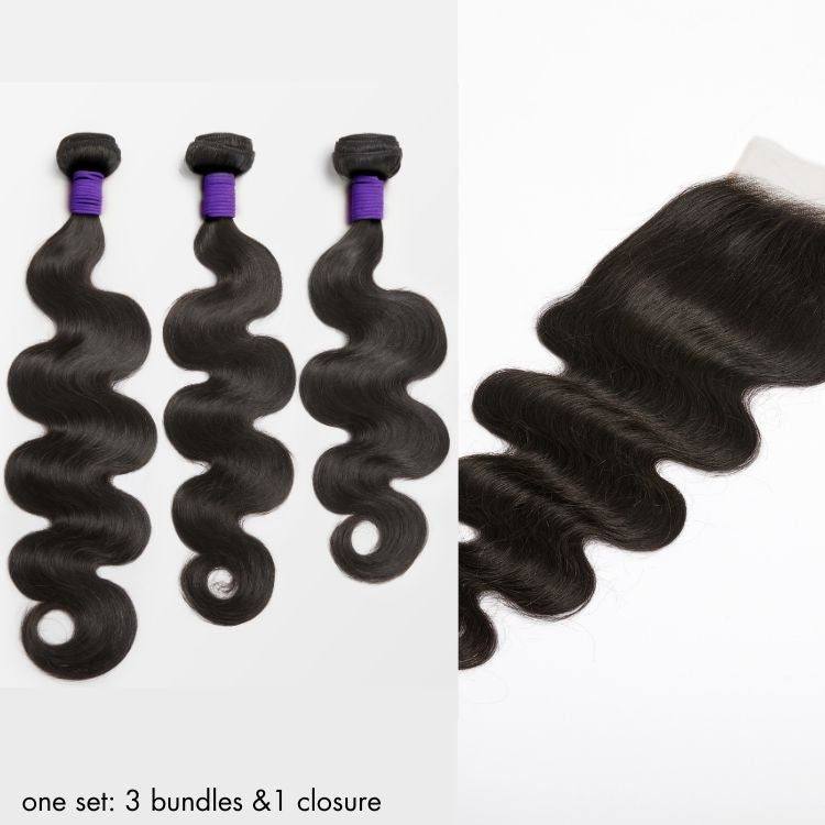 Upgraded Brazilian Hair | 3 Bundles with 5x5 HD Lace Closure Virgin Hair (Straight / Body Wave)-18