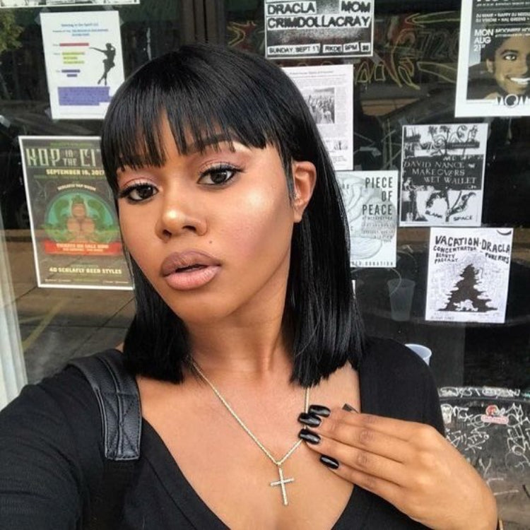Worth |Beginner Friendly Glueless Silky Straight No Lace Bob Wig With Bangs