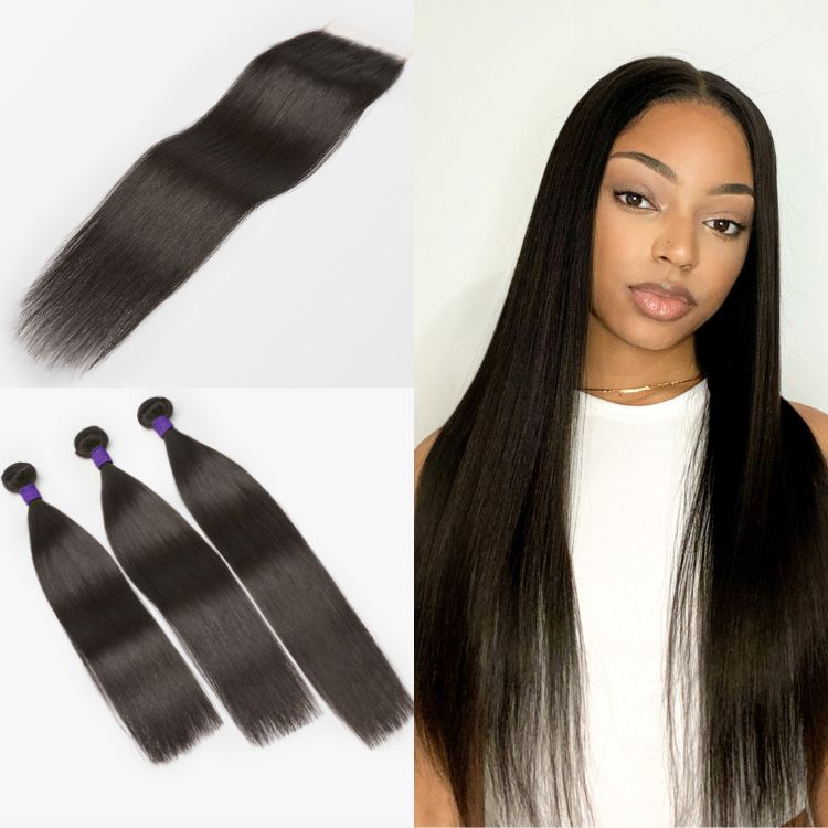 Upgraded Brazilian Hair | 3 Bundles with 5x5 HD Lace Closure Virgin Hair (Straight / Body Wave)