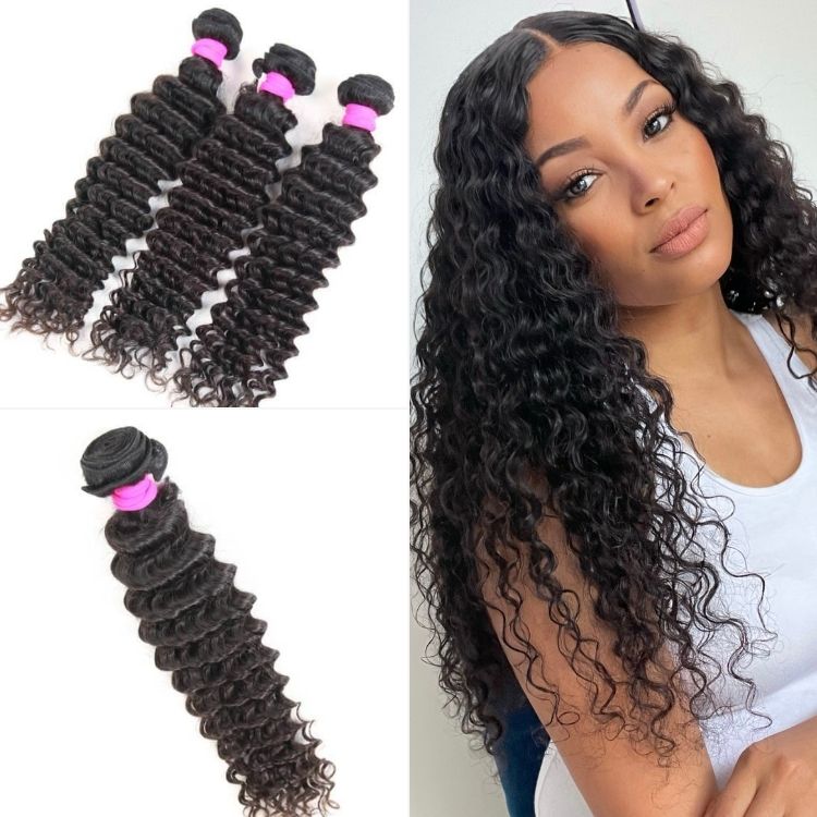 3pcs Deep Wave 100% Virgin Human Hair Curly Bundles