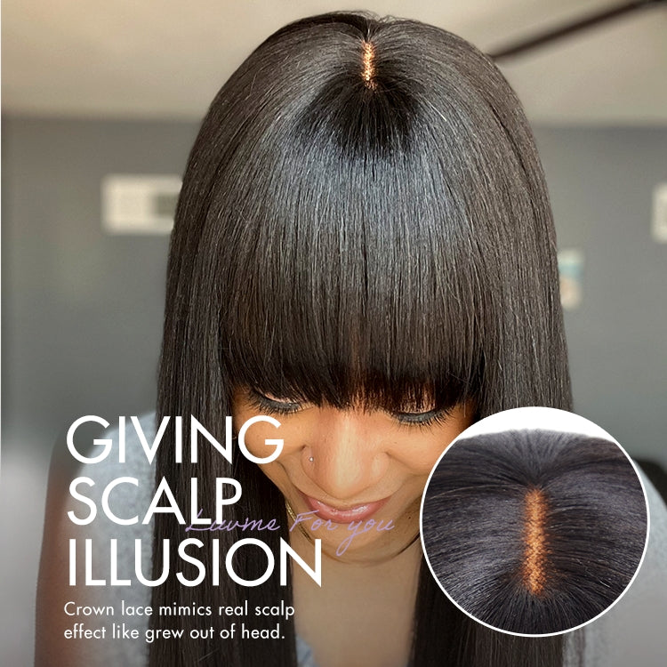 Worth | Breathable Cap Yaki Straight Ultra Natural Minimalist Lace Long Wig with Bangs-03