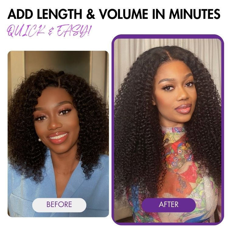 Full Kinky Curly Seamless Clip in Human Hair Extensions Hair Pieces 135g 9pcs / 7pcs with Free Gift-08