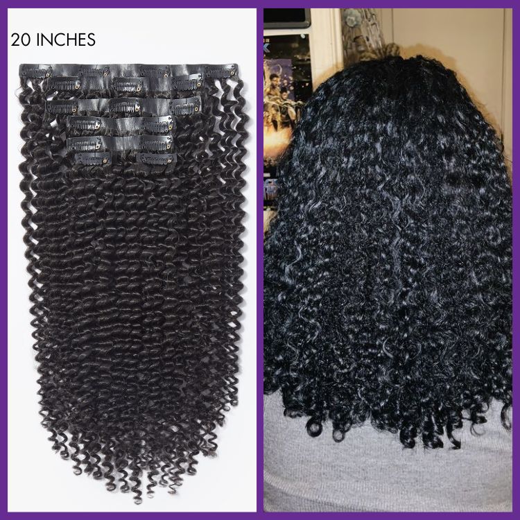 Full Kinky Curly Seamless Clip in Human Hair Extensions Hair Pieces 135g 9pcs / 7pcs with Free Gift-09