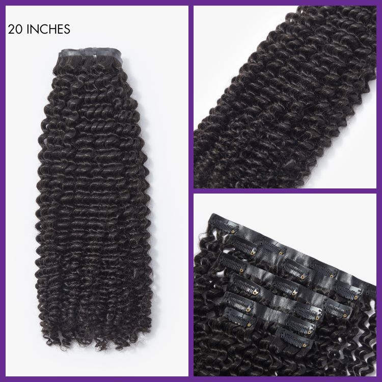 Full Kinky Curly Seamless Clip in Human Hair Extensions Hair Pieces 135g 9pcs / 7pcs with Free Gift-10
