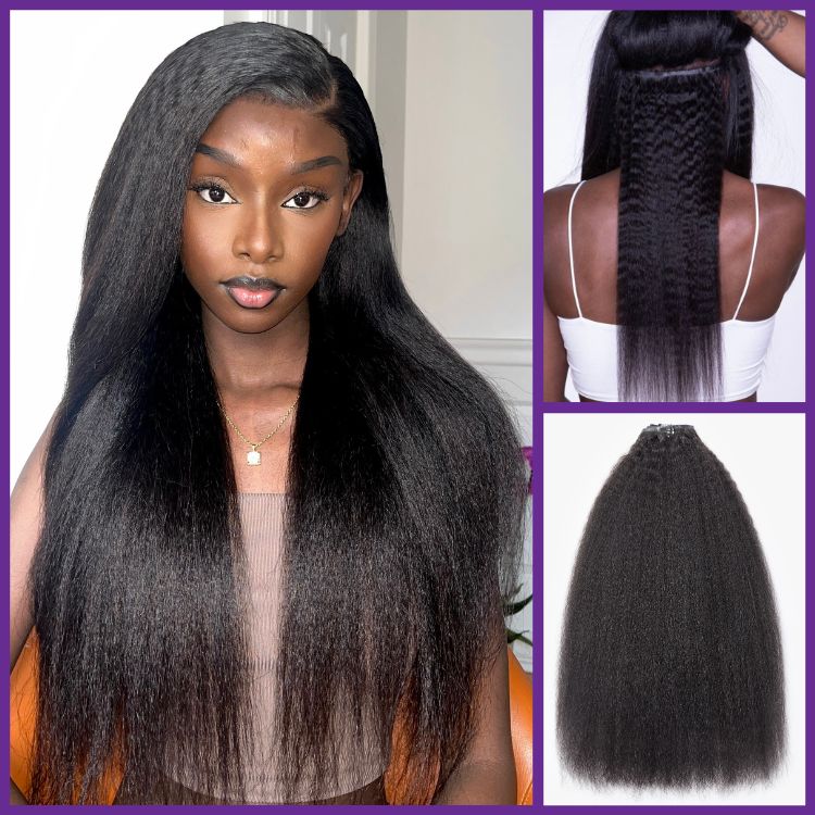 Straight / Body Wave / Kinky Curly / Yaki Straight / Kinky Straight Clip in Hair Extensions Real Human Hair Pieces 135g 9pcs / 7pcs with Free Gift-15