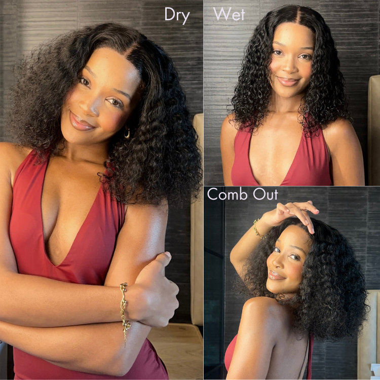 PreMax Wigs | Deep Wave 4x4 Closure Lace Wig Middle Part 100% Human Hair